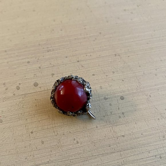 Vintage 1990's Red Marble Charm Pendant - Picture 4 of 6